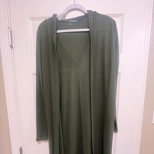 Popular Basics M Dark Green Long Cardigan with Hoody
